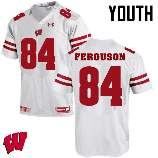 Wisconsin Badgers Youth #84 Jake Ferguson NCAA Under Armour Authentic White College Stitched Football Jersey NQ40S73UU